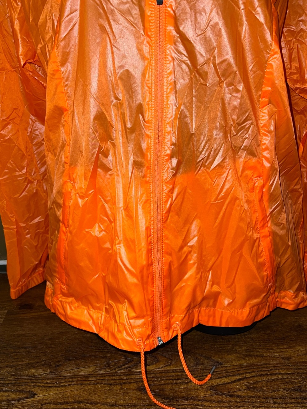 Xersion Orange Translucent Nylon Packable Windbreaker Zip Up Jacket Size XL - Picture 3 of 8